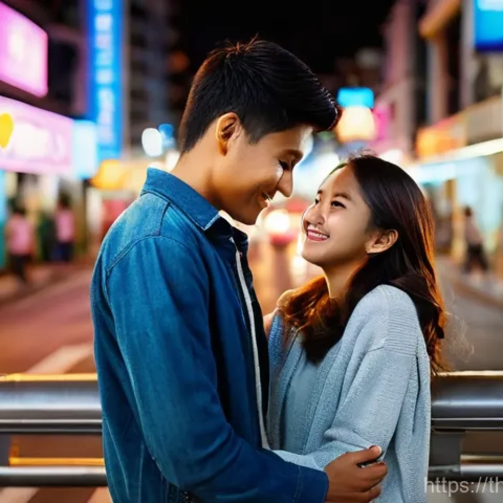야경 속 연인 사진 촬영법 - **Prompt 1: Romantic City Night Embrace**
"A young adult couple, fully clothed in trendy casual ...