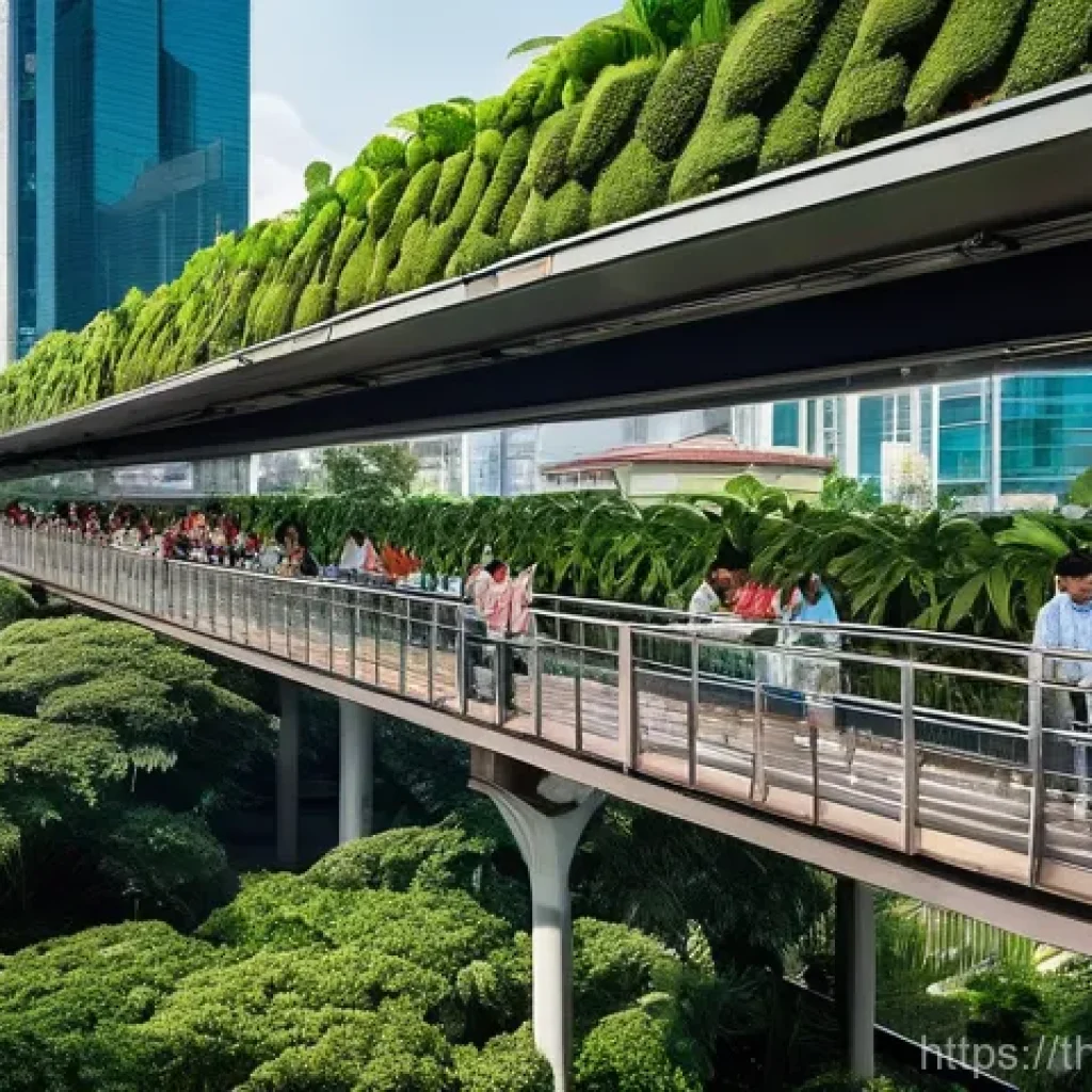 야경과 도시계획 - **Prompt:** A vibrant, bustling urban landscape in Bangkok showcasing the positive impact of a new c...