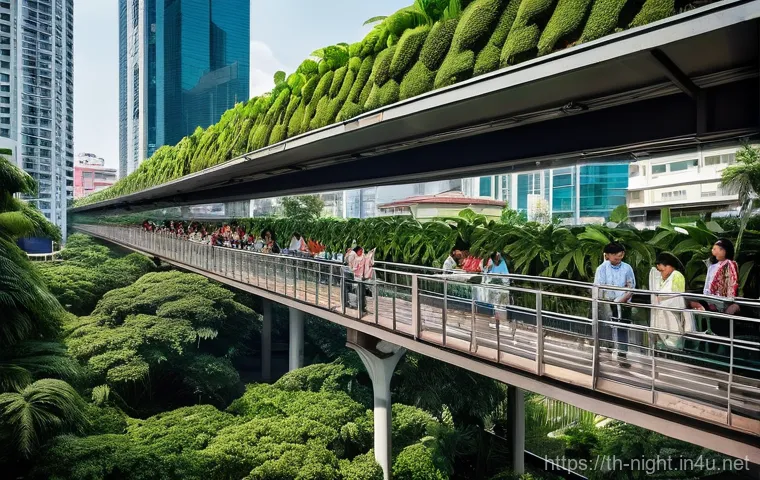 야경과 도시계획 - **Prompt:** A vibrant, bustling urban landscape in Bangkok showcasing the positive impact of a new c...