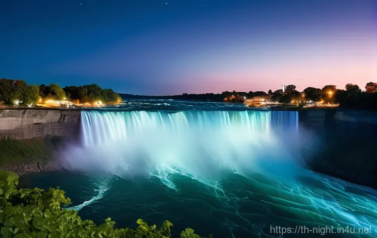 나이아가라 폭포 야경 - Here are three detailed image prompts in English, inspired by your description of Niagara Falls at n...