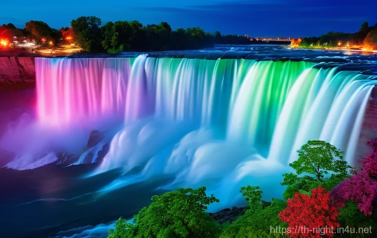나이아가라 폭포 야경 - Prompt 1: "Illuminated Cascades of Wonder"**