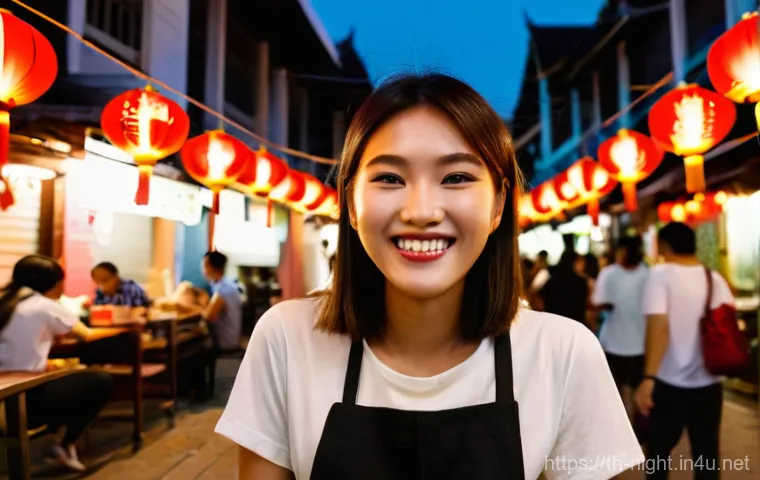 야경 브이로그 촬영 - **Focused Vlogger Setting Up Gear in an Urban Thai Night Scene**
    A medium shot capturing a deter...