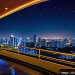 Home 20 야경이 아름다운 하늘공원 - A panoramic night cityscape viewed from an open sky garden terrace in Bangkok, Thailand, featuring s...