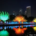 Home 23 야경을 테마로 한 전시회 - A mesmerizing nighttime outdoor light art exhibition in Bangkok’s riverside park, featuring vibrant ...
